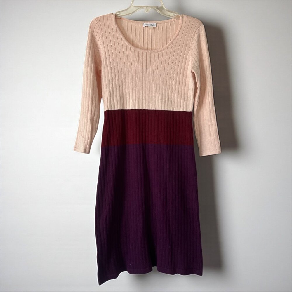 Calvin Klein Colorblock Ribbed Knit Sweater Dress Size S NWT